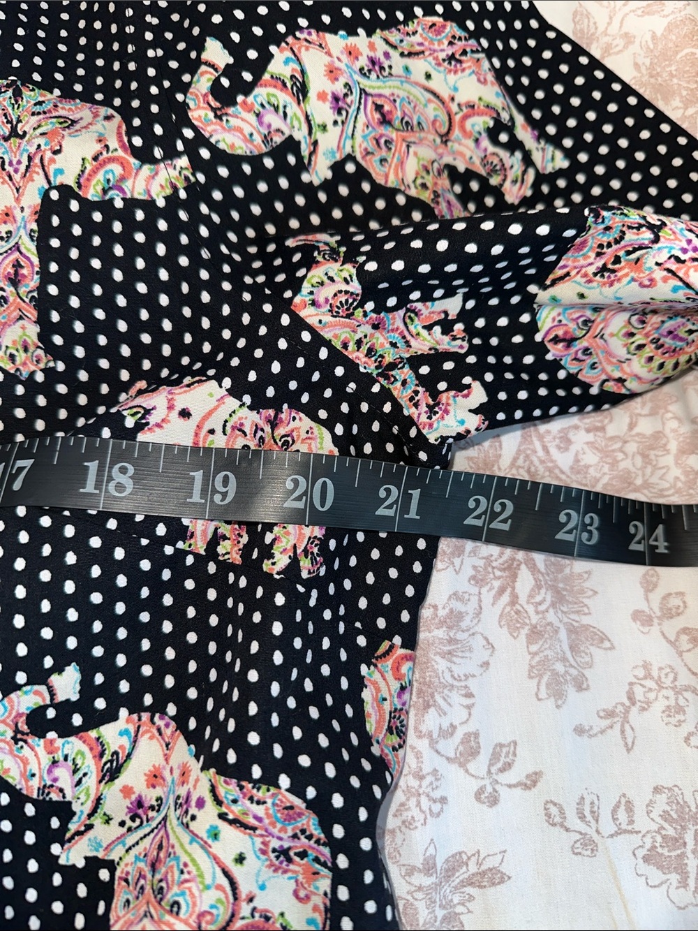 Chico's Black Polka Dot Button-Down with Multicolor Paisley Elephants - Picture 6 of 10